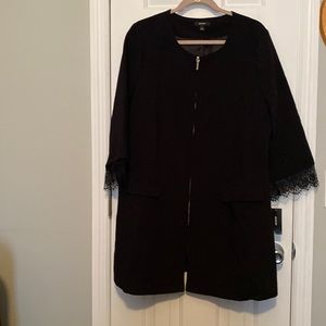 NWT Black Alfani  long duster coat size large with lace trimmed sleeves